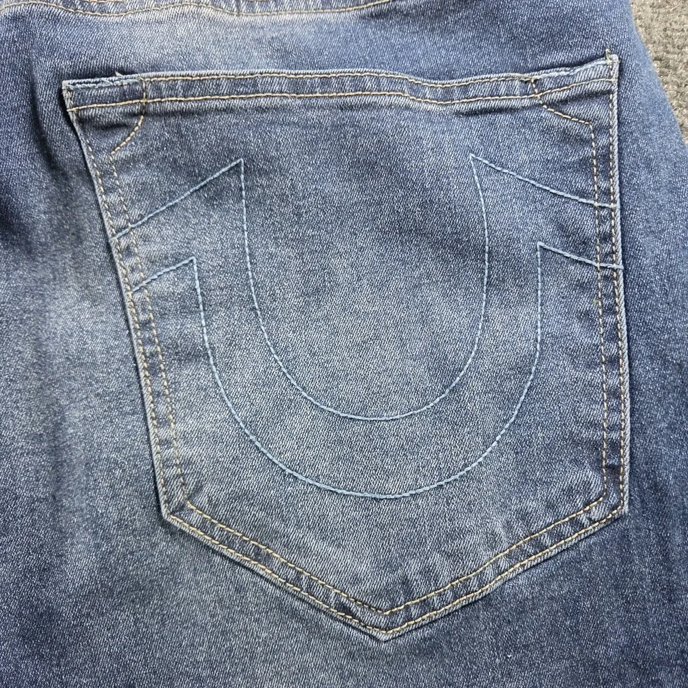 True Religion Bobby Applique Relaxed Baggy Jeans 34x32 Medium Blaze Wash NWT